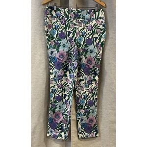 Talbots Chatham Ankle Pants Size 6 Glorious Garden Purple Green Floral Stretch